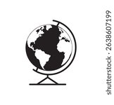 Globe stand line and glyph icon, school and education, globe vector icon, vector graphics, editable stroke outline sign, eps 10.