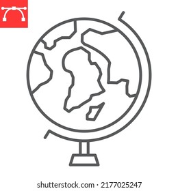 Globe stand line icon, school and education, globe vector icon, vector graphics, editable stroke outline sign, eps 10.