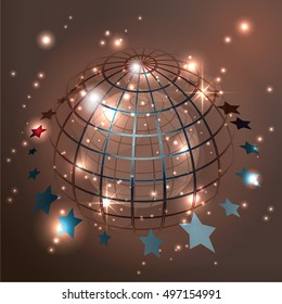 Globe with stars, abstract vector