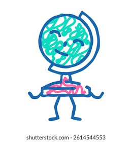 globe stationery character doodle icon sketch vector. globe stationery character sign. isolated symbol illustration