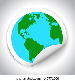 Globe in sticker style. Vector illustration