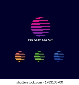 Globe Strip Gradient Logo Vector Designs