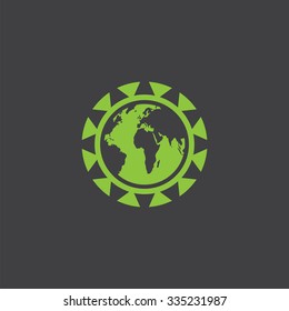 globe sun cut identity template icon design element