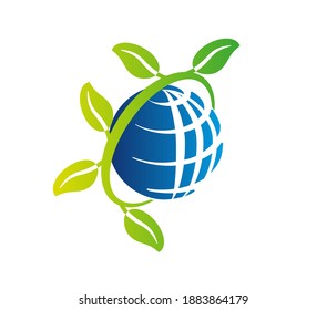 Globe surrounded by a garland of leaves