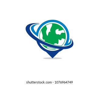 Globe Swoosh Icon Vector Logo Template Illustration Design