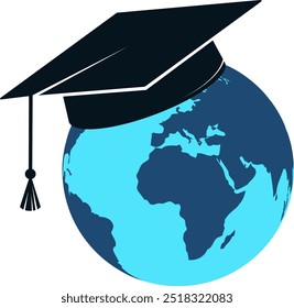Globe symbol and academic cap, global education
