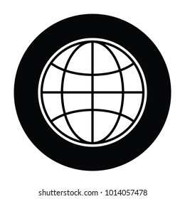 Globe symbol black and white vector illustration