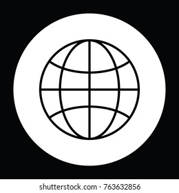 Globe symbol black and white vector illustration