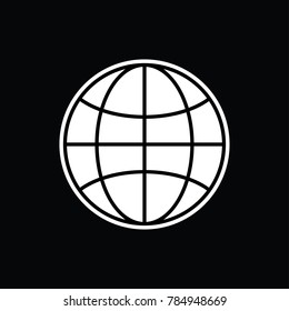 Globe symbol black and white vector illustration