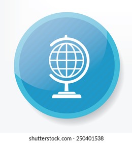 Globe symbol design on blue button,clean vector