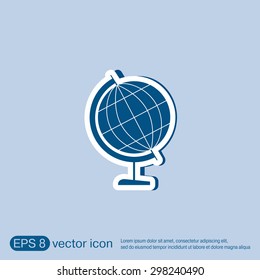 globe symbol of geography. symbol icon geography , the study of the world and the countries on the planet Earth