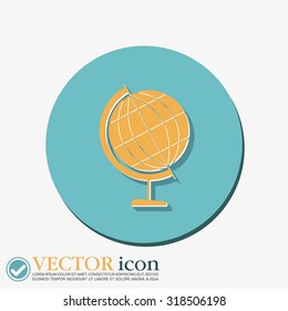 globe symbol of geography. symbol icon geography , the study of the world and the countries on the planet Earth
