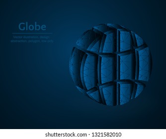 Globe symbol low poly vector illustration, world polygonal icon, isometric icon, web concept illustration, dark blue background