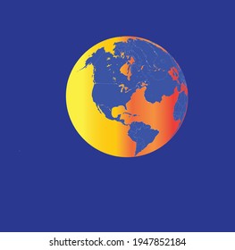 Globe symbol over white concept vector icon on blue background
