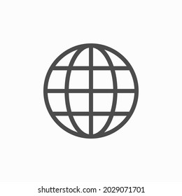 Globe symbol. Planet Earth or internet browser sign. Outline modern design element. Simple black flat vector icon