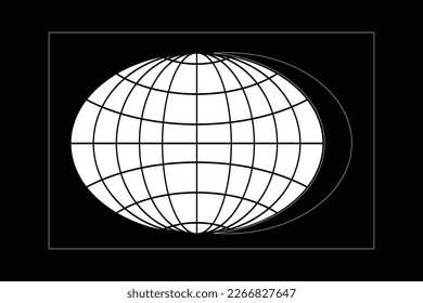 Símbolo de globo en elementos retro futuristas