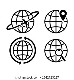 globe symbol silhouette world icon isolated white background