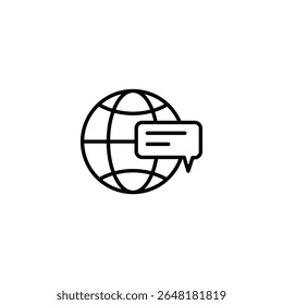 Símbolo Globo com Bolha de Fala Ilustrando a Comunicação Global