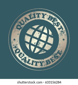  Globe symbol.  Stamp with text. Quality  best