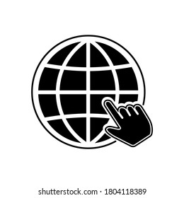 Globe symbol web icon with mouse pointer arrow sign