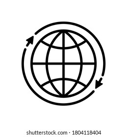 Globe symbol web icon with mouse pointer arrow sign