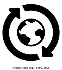 Globe Sync Glyph Vector Icon