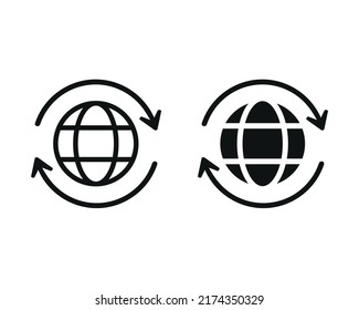 Globe sync icon. Vector illustration