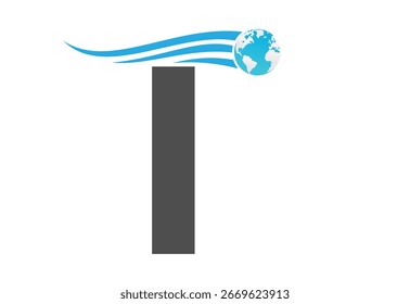 Globe mit T-letzterer Logo-Design-Vorlage