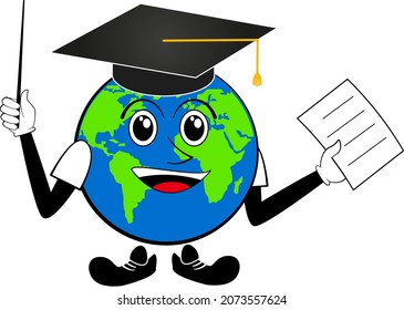 globe teacher cartoon is teaching by vector design