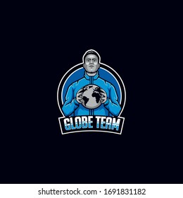 Globe team mascot logo. save the earth mascot