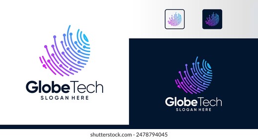 Globe tech Logo Design. Abstract Globe logo with technology connections design graphic symbol icon vector