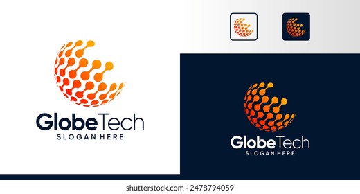 Globe tech Logo Design. Abstract Globe logo with technology connections design graphic symbol icon vector