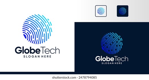 Globe tech Logo Design. Abstract Globe logo with technology connections design graphic symbol icon vector