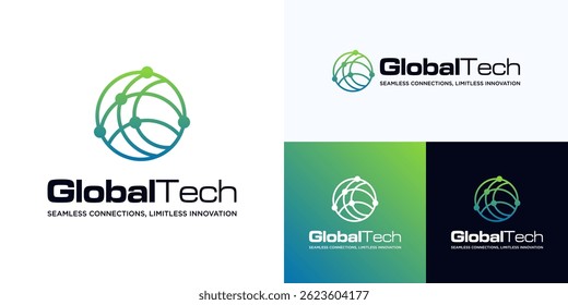 Globe tech logo design, Globe data connection for technology icon symbol vector, Tech world innovative symbol, Global neuro logo, Neurology sign design, Global Network Logo vector design for identity