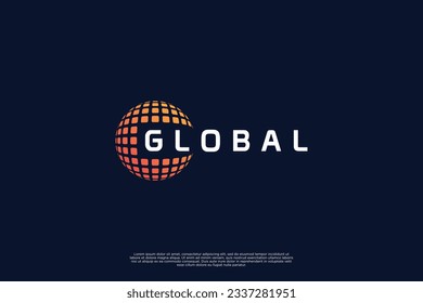 Diseño del logo técnico de Globe. Vector de diseño del logotipo de conexión de datos mundial.