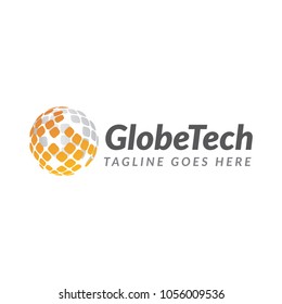 globe technology digital logo icon vector template