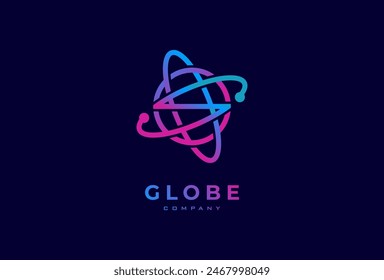 Diseño de logotipo de Tecnología de globo, letra abstracta S con logotipo de combinación de globo del mundo, utilizable para la tecnología y logotipos de la empresa, Ilustración vectorial