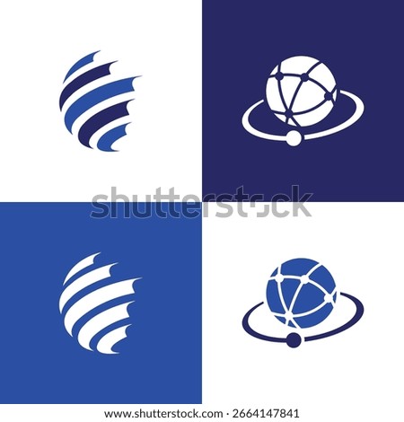 globe technology logo design modern global tech business brand company startup
