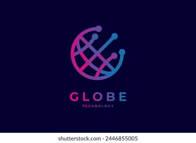 Globe Technology Logo Design, world globe logo template, usable for technology and company logos, vector illustration