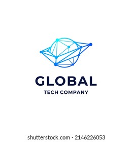 Globe technology logo vector.Modern world logo
