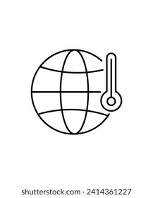 globo con icono de temperatura, icono de mejor línea vector.