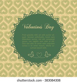 Globe text with a background hearts spiral green