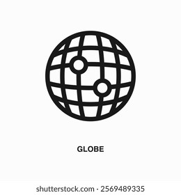 Globe thin line icon or logo. Symbol or sign on business or finance ui theme. Vector line illustration.