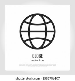 Globe thin line icon. Symbol of travel, international logistics or network. Vector illustration.