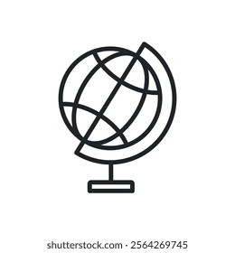 Globe thin line icons. Perfect pixel on transparent background
