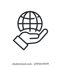 Globe thin line icons. Perfect pixel on transparent background