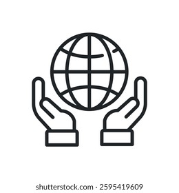 Globe thin line icons. Perfect pixel on transparent background
