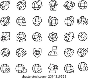 GLOBE - thin line vector design icon set