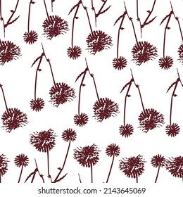 Globe thistle seamless pattern. Recommended use for fashion fabrics, surfaces, wallpaper, etc.