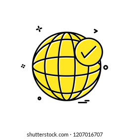 globe tick icon vector design